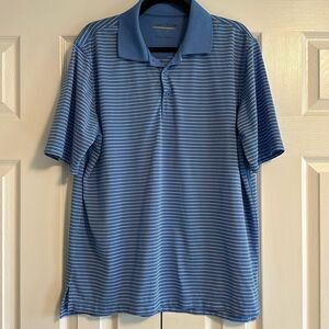 Daniel Bishop Men’s Blue & White Striped Short-sleeve Collared Shirt, Size L